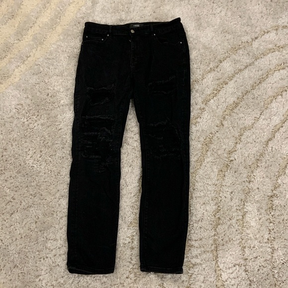 Amiri Mx1 Black Ripped Skinny Jeans For Men 34